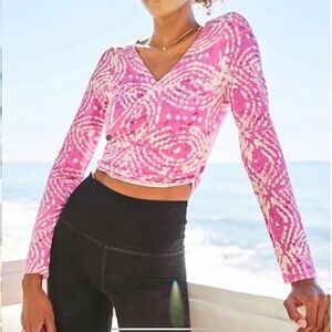 Anthropologie Pink and White Crop Top